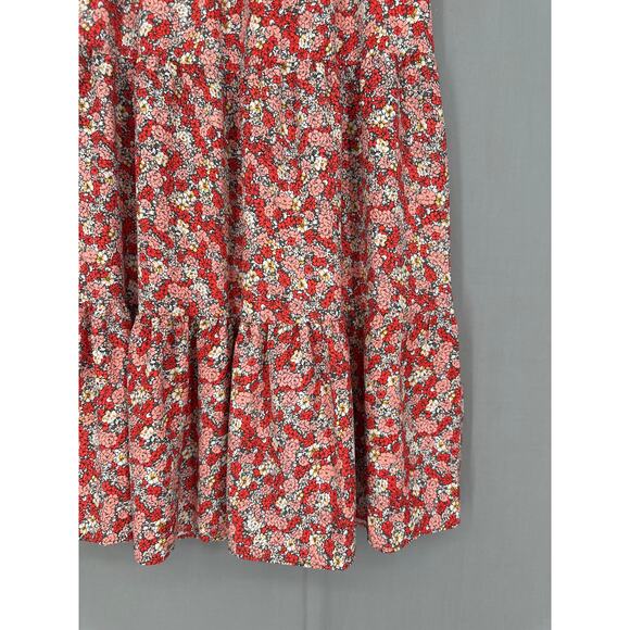 Loft Skirt Womens XSP Red Floral Maxi Cottagecore Tiered Boho Bohemian Capsule - Picture 6 of 9